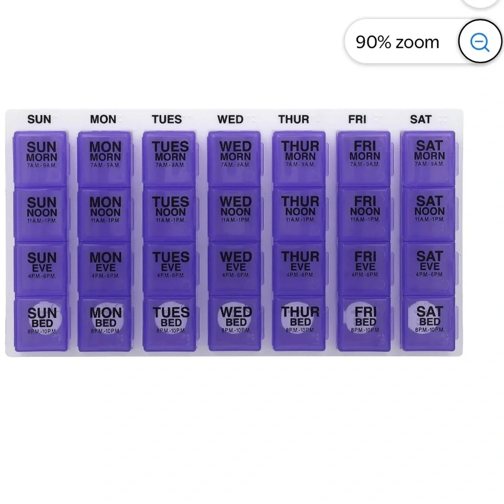2 Ezydose Weekly Pill Organizer with Purple and Blue Compartments